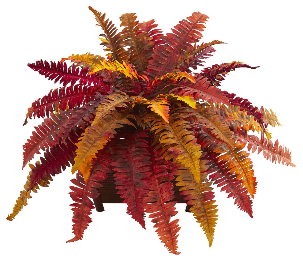 Autumn Boston Fern Artificial Plant in Planter