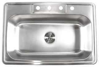 33" Topmount Drop-In Stainless Steel Kitchen Sink With Silicone Colander