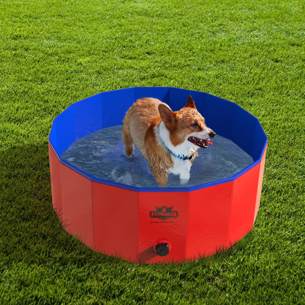 Pet Pool and Bathing Tub, Foldable with Carrying Bag Included 30x12