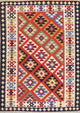 Southwestern Kilim Shiraz Geometric Hand-Woven Wool Oriental Rug, Orange, 5x7