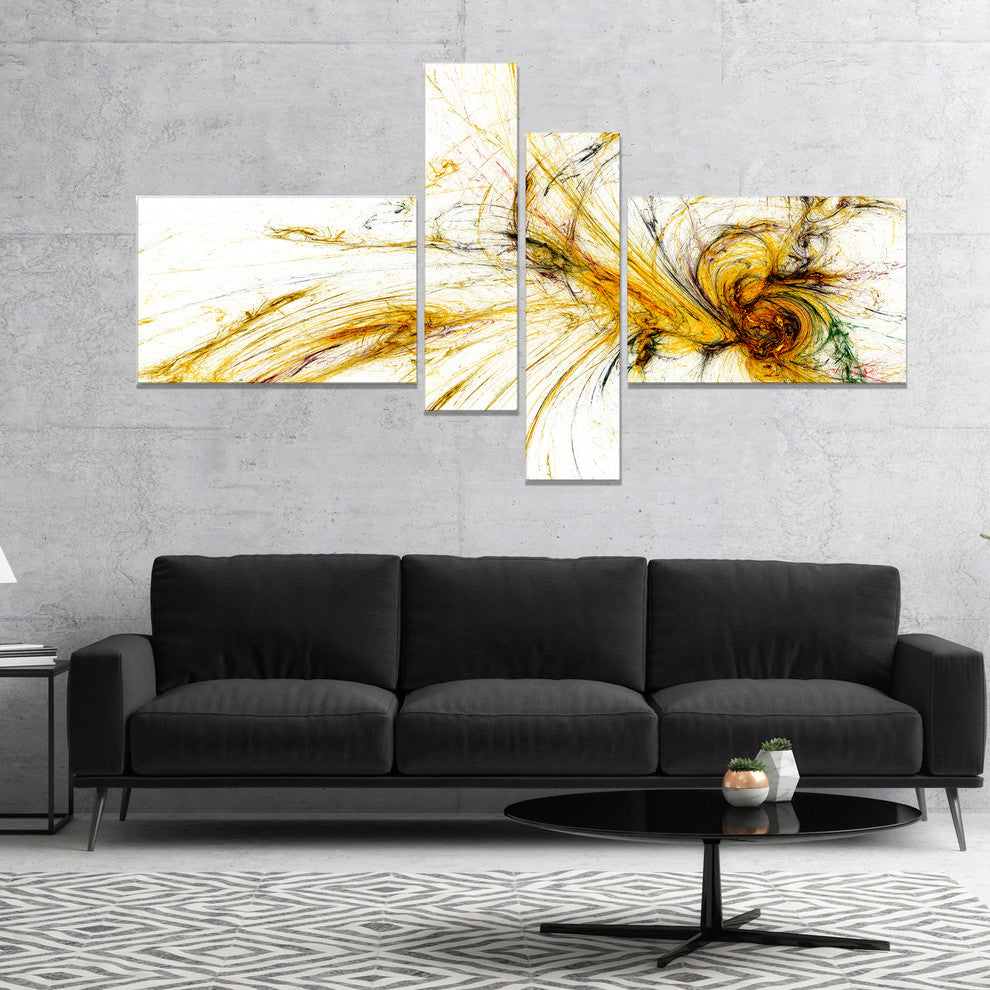 Yellow Spiral Galaxy, Abstract Canvas art print, 60"x32", 4 panels