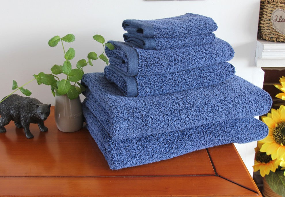 Everplush Diamond Jacquard Bath Sheet Towel Set, 6 Pieces, Navy