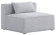 Cube Upholstered Modular Component, Gray, Linen Texured Fabric, Armless Chair
