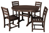 POLYWOOD 5-Piece La Casa Side Chair Dining Set, Mahogany