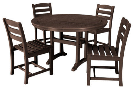 POLYWOOD 5-Piece La Casa Side Chair Dining Set, Mahogany
