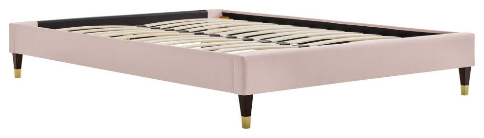 Harlow Queen Performance Velvet Platform Bed Frame-Pink