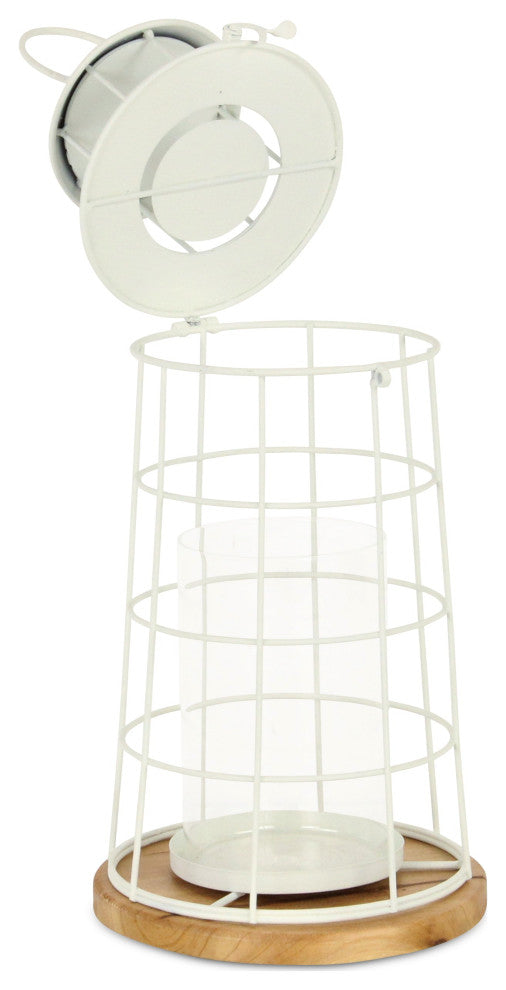 Caler White Lighthouse Styled Metal Lantern - Large
