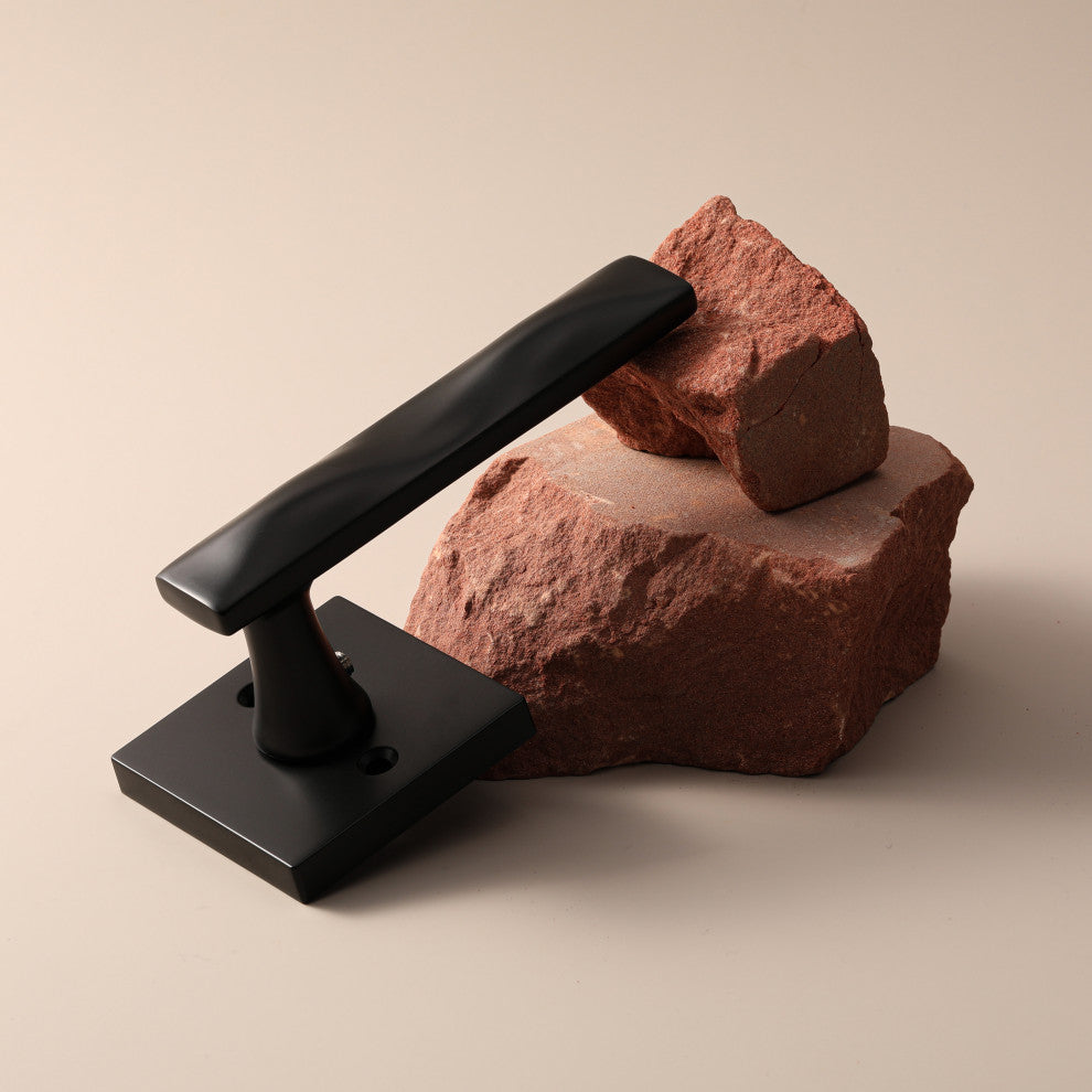 Modern Heavy Duty Designer Interior Door Lever - Essex Collection, Matte Black, Privacy Left Hand