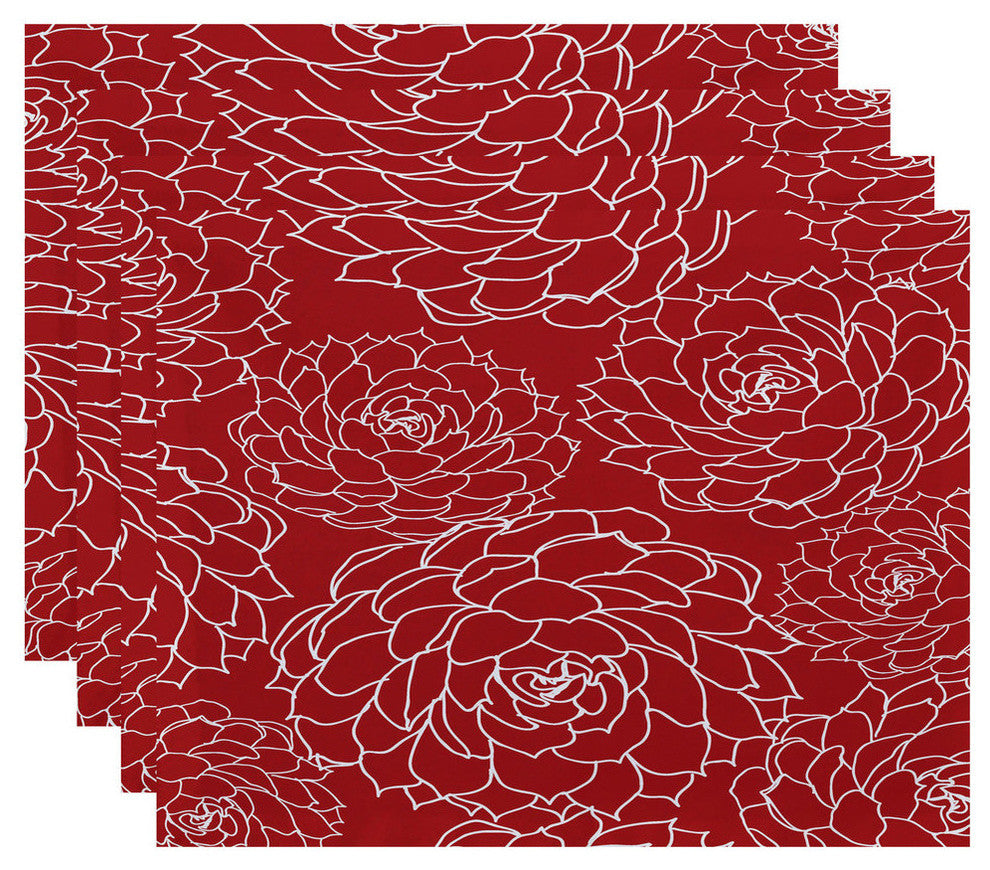 Olena, Floral Print Placemat, Coral
