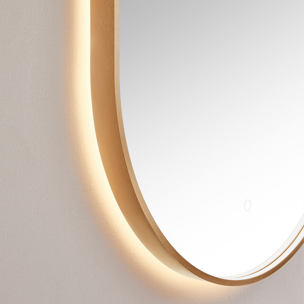Mizani Oval Framed Bathroom/Vanity LED Lighted Wall Mirror, Brushed Copper, 24"