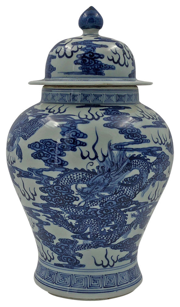Chinese Blue and White Dragon Ginger Jar