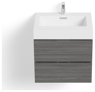 Boutique Bath Vanity, Vulcan Ash Gray, 24", Single Sink, Wall Mount
