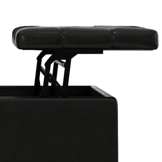 Harrison Large Square Coffee Table Storage Ottoman, Midnight Black