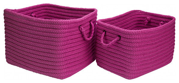 Colonial Mills Basket Modern Farmhouse Braided Mudroom Bright Pink Rectangle