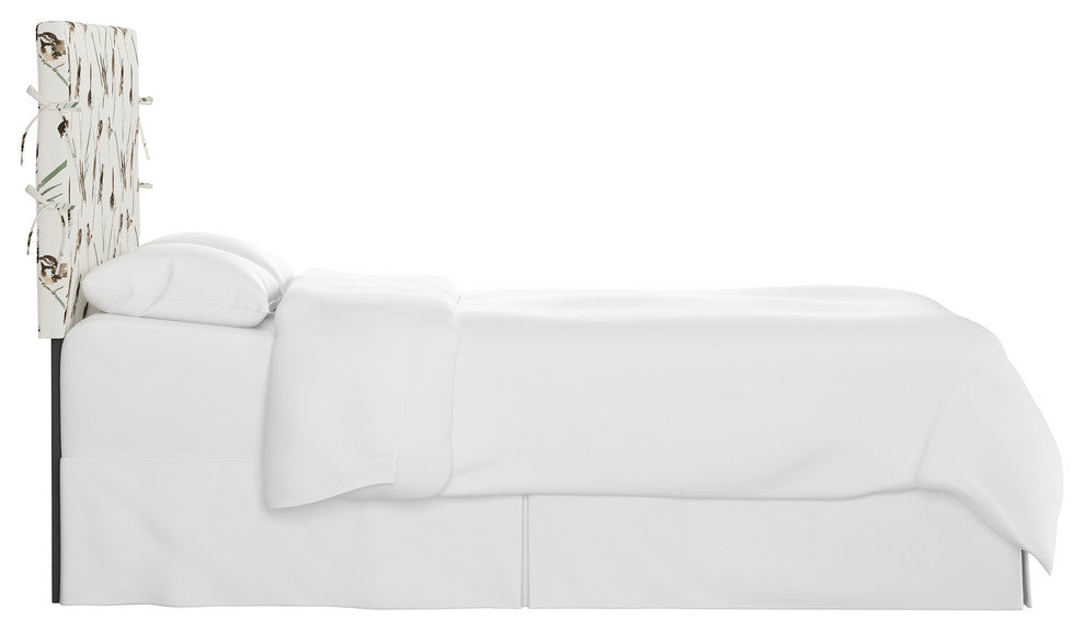 Bern Queen Slipcover Headboard With Ties, Audobon Cream Green