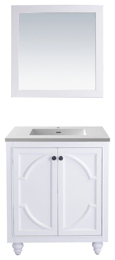Laviva 313613-30W-MW 30" White Vanity with Matte White VIVA Stone Solid Surface