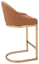 Counter Stool Chair, Faux Vinyl Leather, Steel, Tan, Gold, Kitchen Cafe Bistro