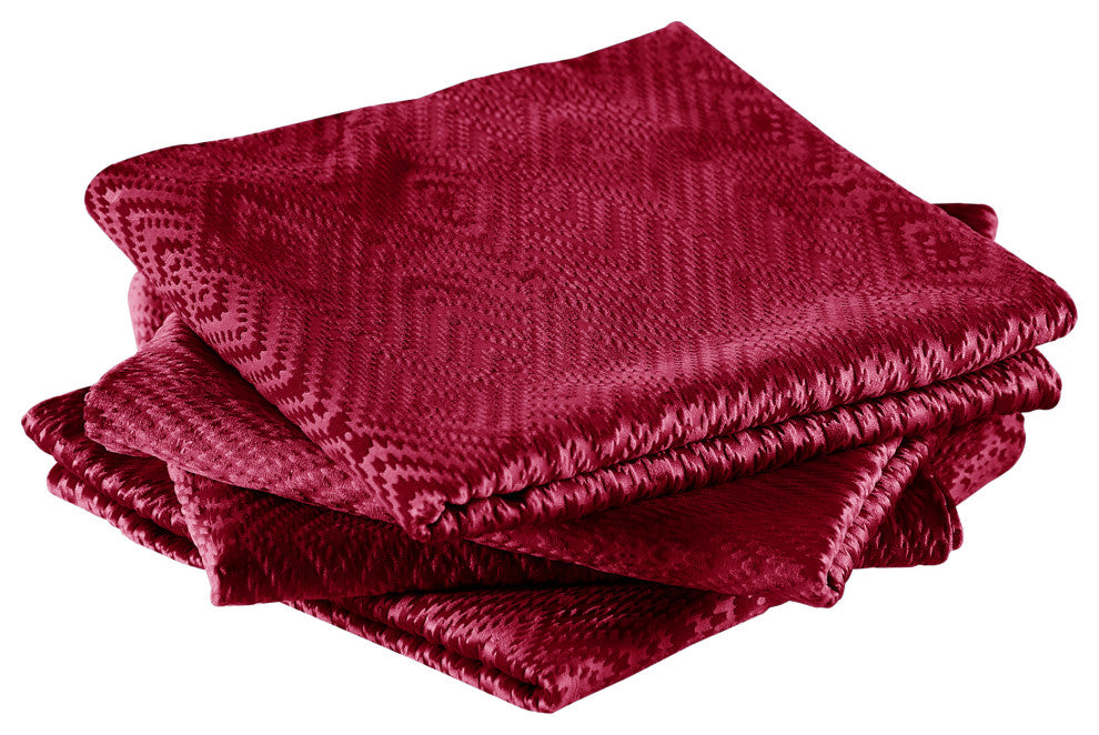 IKAT Velvet Pillow Shell Sets, Garnet, 4 Piece 20" X 20"