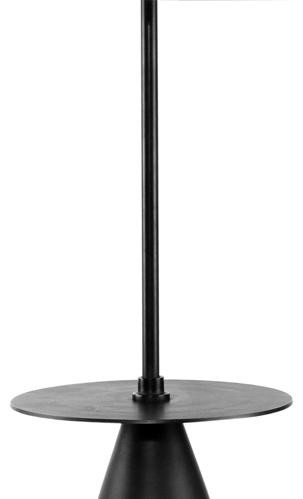Benzara BM285178 61" Floor Lamp, Round Drum Shade, Aluminum Frame, White, Black