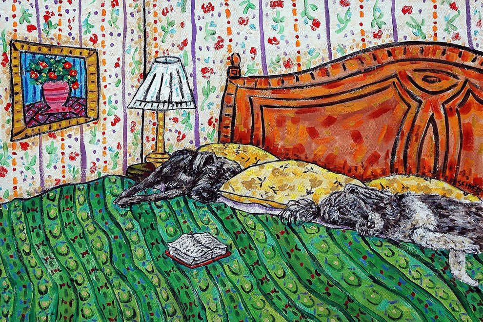 "Sleeping Dogs" Painting Print on Wrapped Canvas, 36"x24"