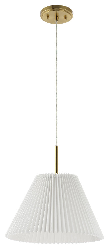 1-Light Classic French Country Iron LED Pendant With Pleated Shade