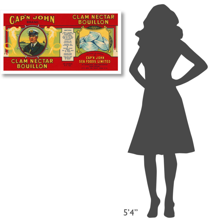 "Cap'n John Brand Clam Nectar Bouillon" Paper Print by Retrolabel, 38"x20"