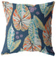 16" Orange Blue Tropical Leaf Zippered Suede Throw Pillow