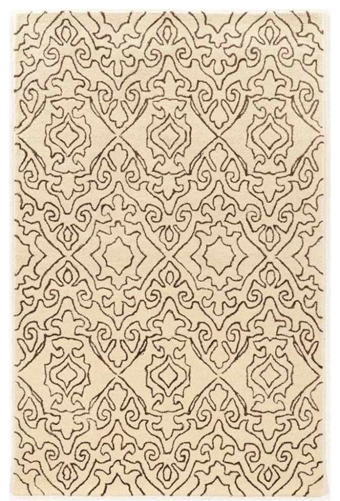 Linon Aspire Kindle Hand Tufted Wool 8'x11' Rug in Ivory
