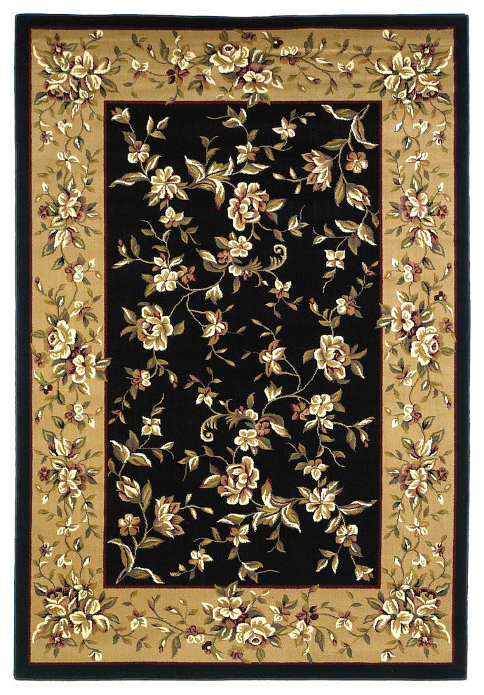Cambridge 7336 Black, Beige Floral Delight, 3'3"x4'11"