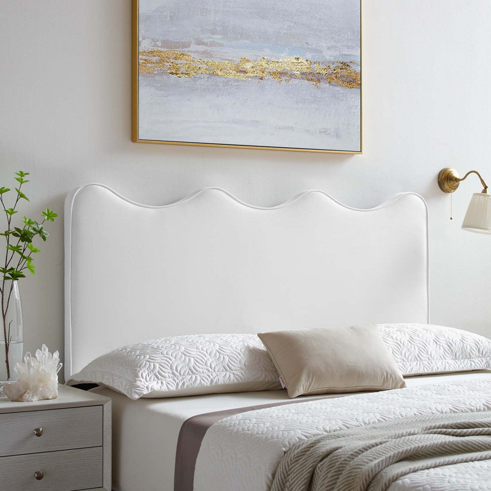 Headboard, Twin Size, Velvet, White, Modern Contemporary, Bedroom Master Suite