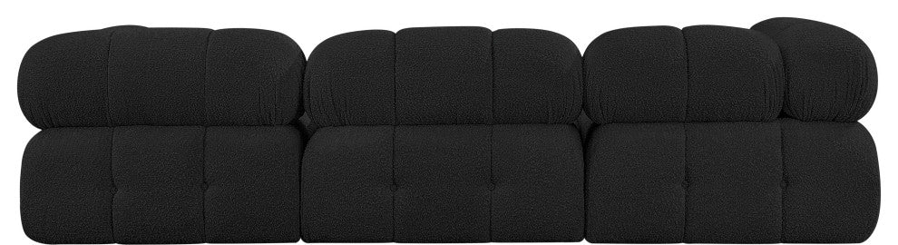 Ames Boucle Fabric Modular Sofa, Black, 3-Piece: 1 Armless Chair, 2 Corner Chair
