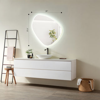 Rasso Novelty Frameless Bathroom Vanity LED Lighted Wall Mirror, 39"