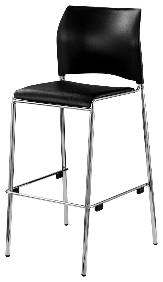 NPS Cafetorium Bar Stool, Plush Vinyl Seat, Black