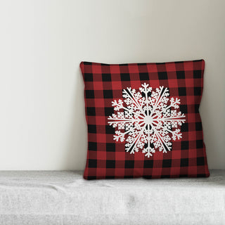 Plaid Snowflake 20"x20" Throw Pillow