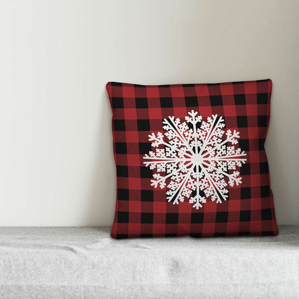 Plaid Snowflake 20"x20" Throw Pillow
