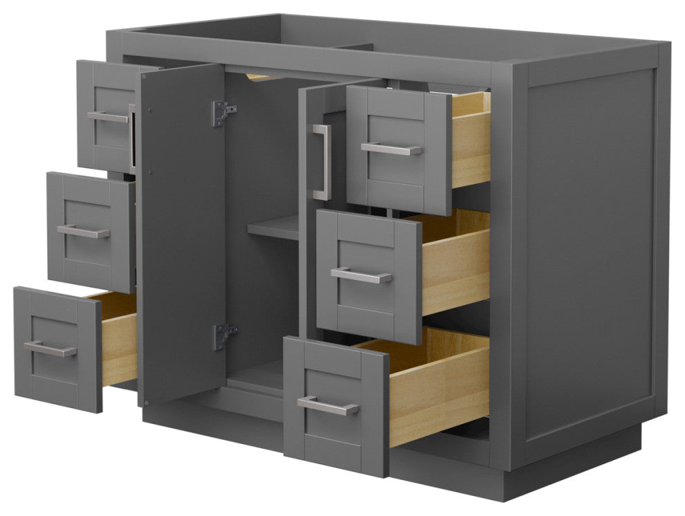 42" Single Bathroom Vanity, Dark Gray, No Countertop, No Sink, Nickel Trim