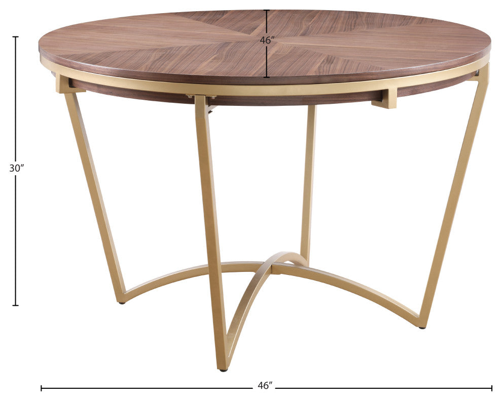 Eleanor Rich Walnut Veneer Coffee Table, Gold Base
