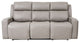 Claude Dual Power Reclining Sofa, Light Gray Genuine Leather
