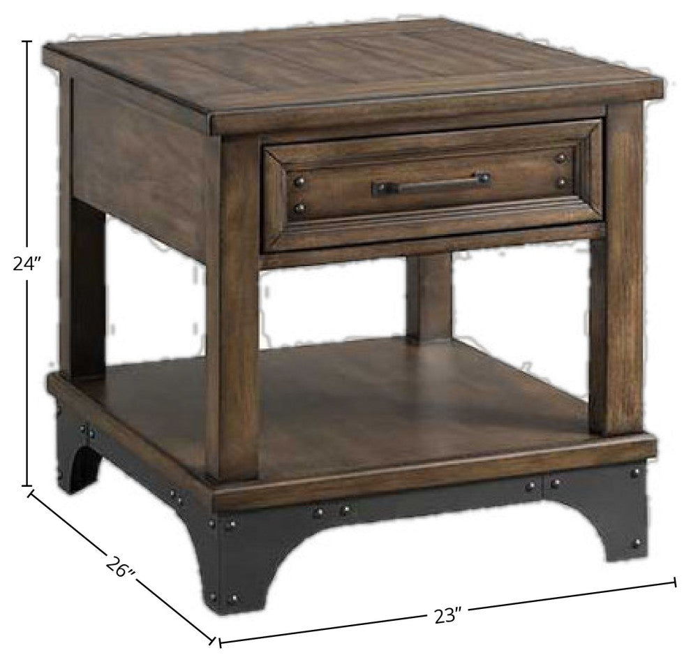 Whiskey River 23" Wide End Table With Drawer and Shelf, Gun Powder Gray