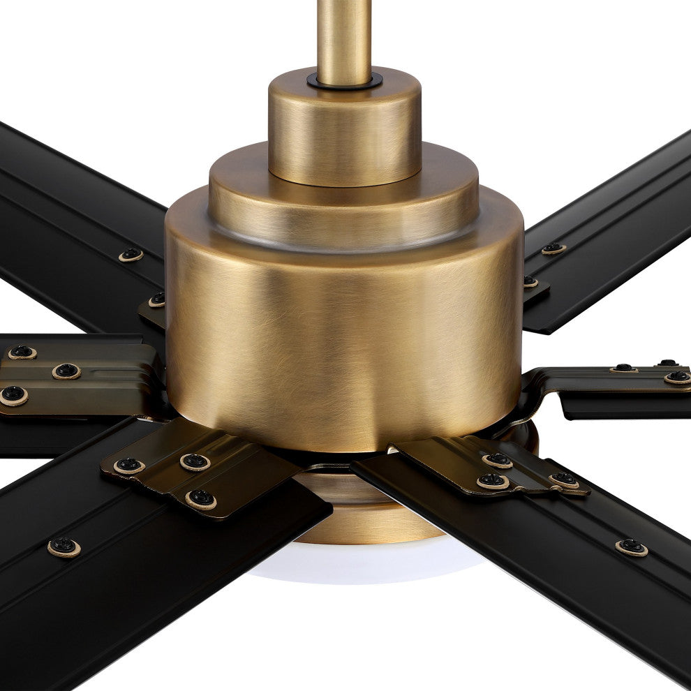 72 in. Large Integrated LED Indoor Brass Ceiling Fan with Light and Remote