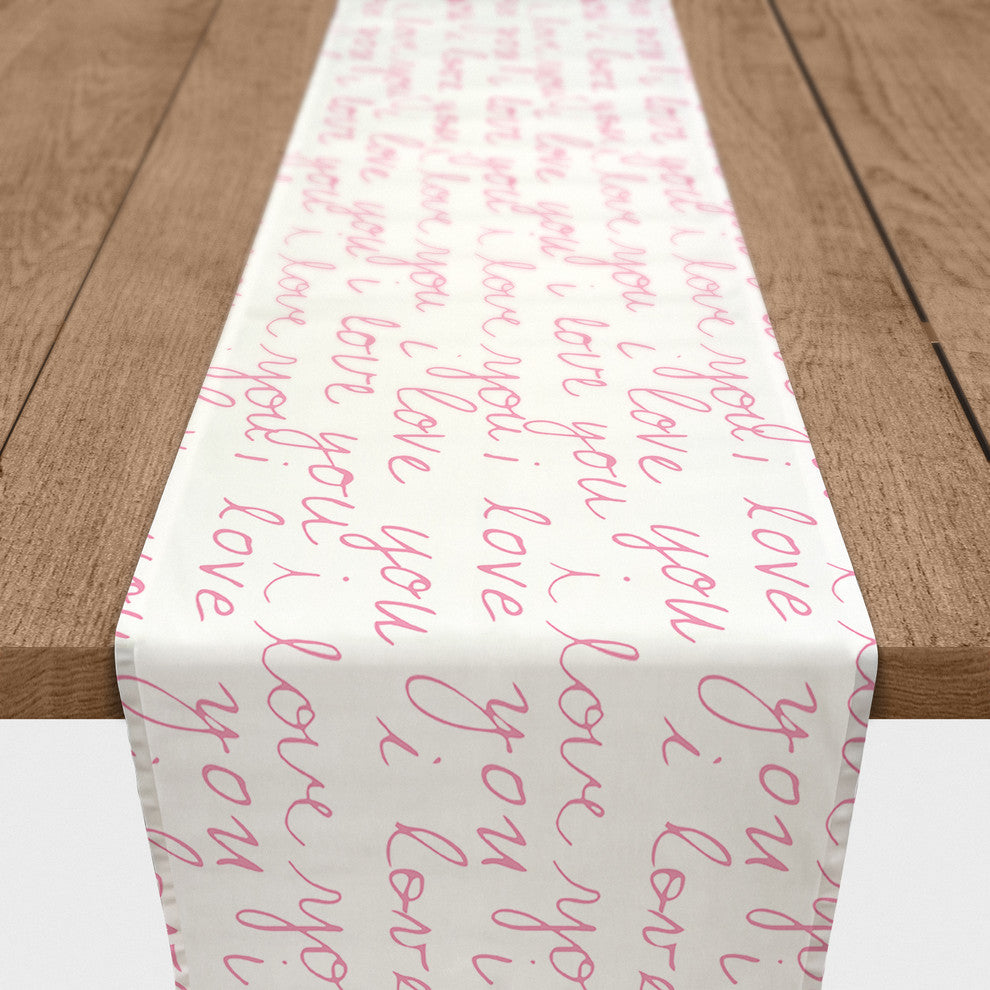 I love You Handwriting 16x72 Cotton Table Runner