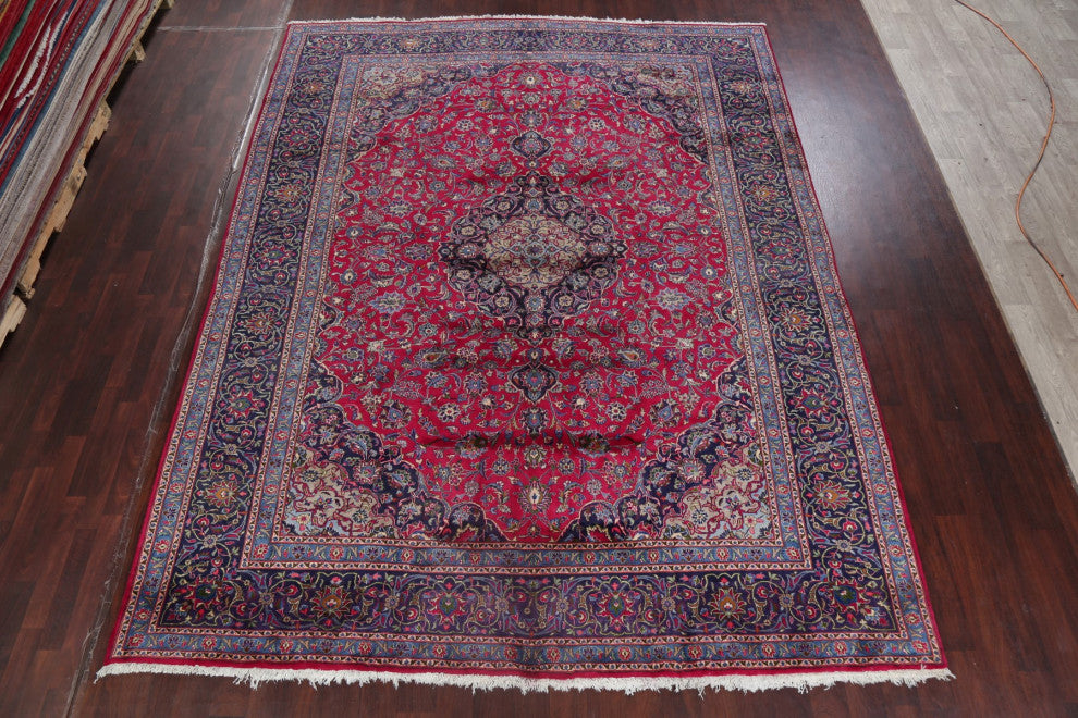 Consigned, Oriental Traditional Hand-Knotted Persian Area Rug, Red, 10x13