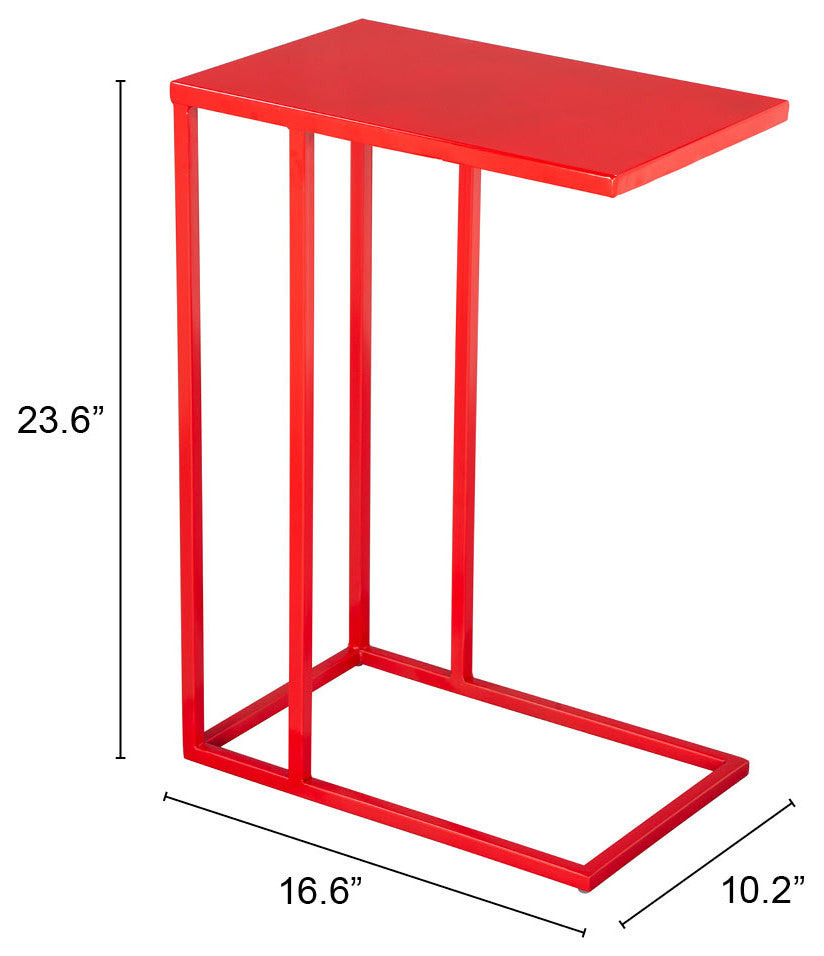 Sofa Side Table, Rectangular, Aluminum, Metal, Red, Lounge Lobby Hospitality