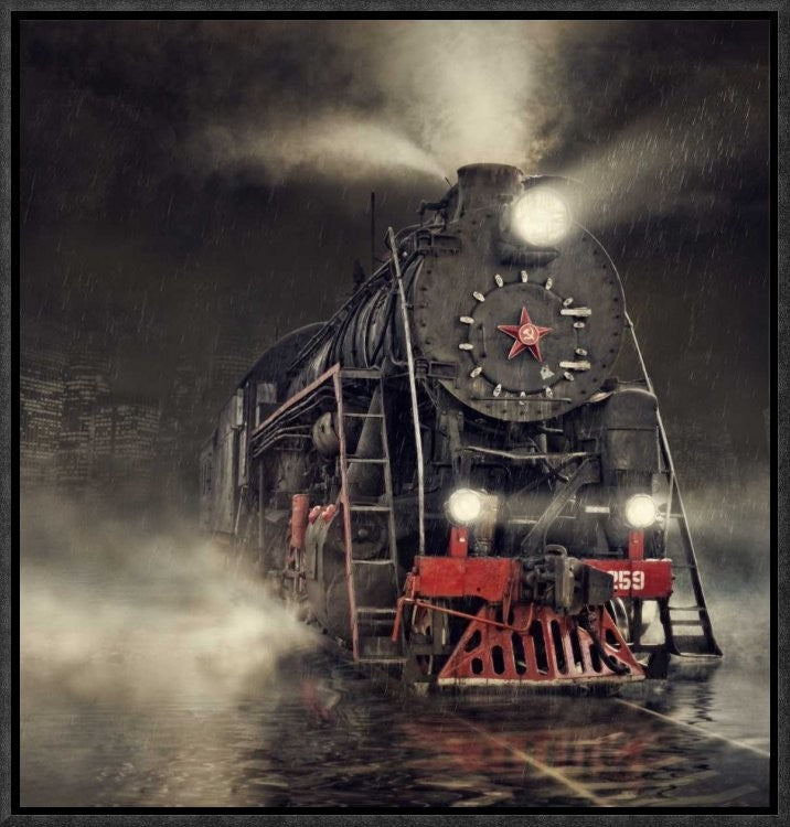 "Beyond Express" Framed Canvas Giclee by Dmitry Laudin, 16x17"