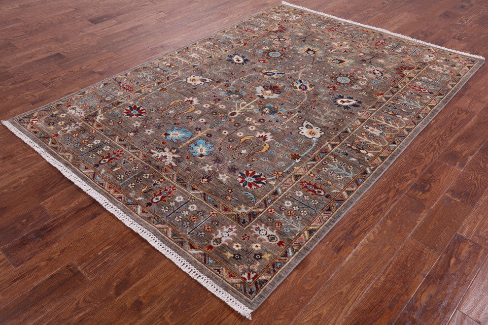5' 8" X 8' 1" Handmade Persian Tabriz Wool Rug Q10210
