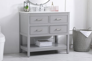 Skylar 36" Single Bathroom Vanity, Gray, With Backsplash