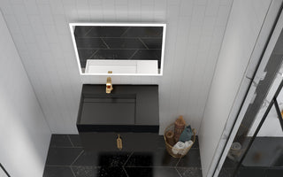 CastelloUSA Amazon 30" Left Wall Mounted Bathroom Vanity Set, Black, Black Top, Gold Handles