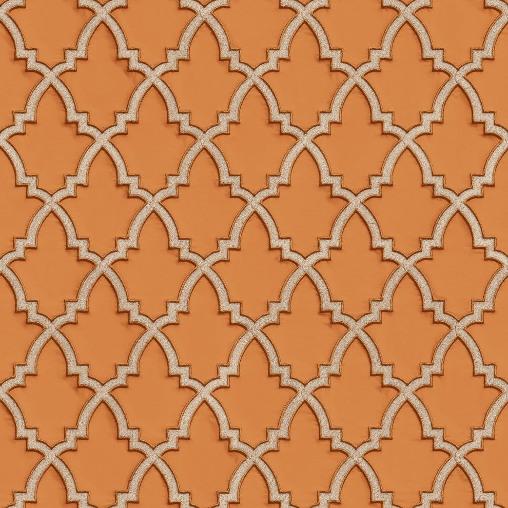 Geometric Textured Wallpaper, Trellis Pattern, Beige Orange, Sample