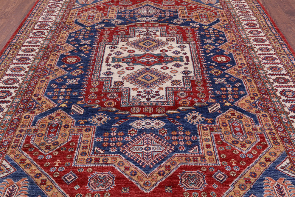 8' 2" X 10' 10" Super Kazak Hand Knotted Wool Rug Q9516
