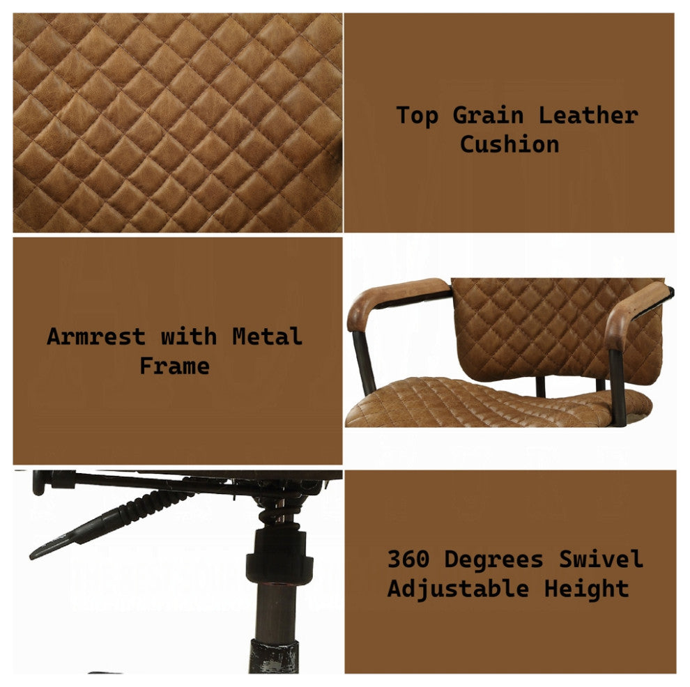 ACME Josi Executive Office Chair, Coffee Top Grain Leather